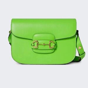 Gucci Horsebit 1955 Shoulder Bag Purse Electric Green Leather NWT Pristine Rare